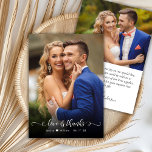 Liefde en Bedankt Foto bruiloft Hartelijk dank<br><div class="desc">Boho Modern Chic Kalligrafie Script Bruiloft 2 Foto Dank je Kaart. Stijlvolle bruiloft dank u sjabloon met een volledige verticale foto op de voorkant met de tekst "Liefde en Bedankt" in een grillige wervelende hand belettering typografie script swash tail font in witte overlay op het afbeelding. Beetje schattig liefdeshart motief...</div>