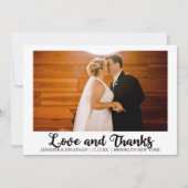 Liefde en Bedankt Foto Chic Cursive Script Wedding (Voorkant)