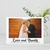 Liefde en Bedankt Foto Chic Cursive Script Wedding (Staand voorkant)