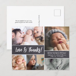 Liefde en Bedankt Foto Collage Baby shower Briefkaart