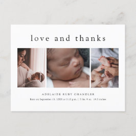 Liefde en Bedankt Foto Collage New Baby Hartelijk  Briefkaart