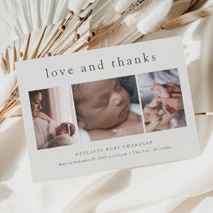 Liefde en Bedankt Foto Collage New Baby Hartelijk  Briefkaart