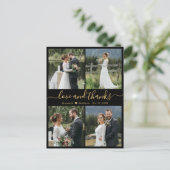 Liefde en Bedankt Foto Collage Wedding Dank je Po Briefkaart (Staand voorkant)