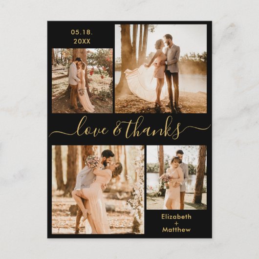 Liefde en Bedankt Foto Collage Wedding Hartelijk d Briefkaart (Voorkant)