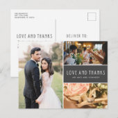 Liefde en Bedankt Foto Collage Wedding Hartelijk d Uitnodiging Briefkaart (Voorkant / Achterkant)