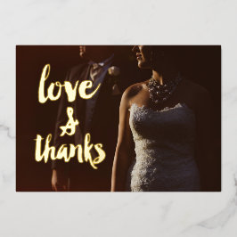 Liefde en Bedankt Foto Dank je bruiloft Folie Uitnodiging