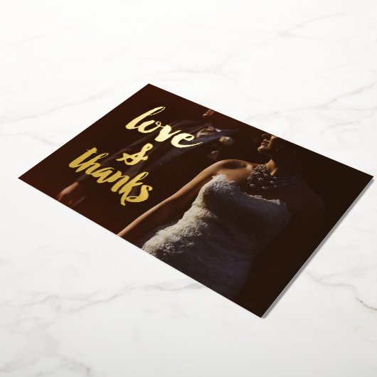 Liefde en Bedankt Foto Dank je bruiloft Folie Uitnodiging (Gedraaid)