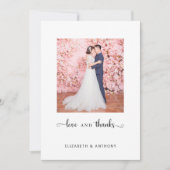 Liefde en Bedankt Foto Elegant Script Chic Wedding (Voorkant)