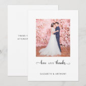 Liefde en Bedankt Foto Elegant Script Chic Wedding (Voorkant / Achterkant)