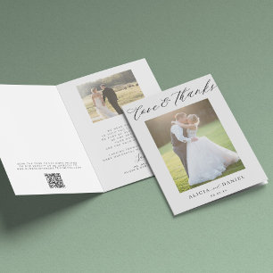 Liefde en bedankt foto QR code bruiloft dank u Kaart