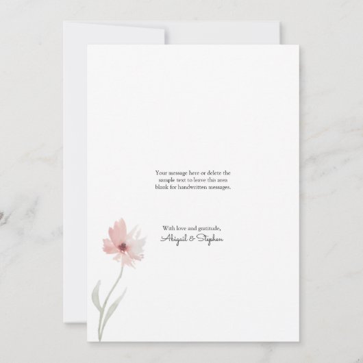 Liefde en Bedankt Foto Single Flower Bruiloft (Achterkant)