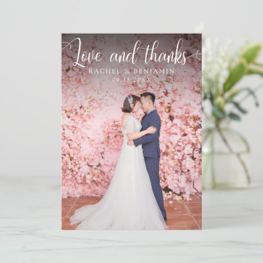 Liefde en bedankt Foto Weddenschap Hartelijk dank  (Staand voorkant)