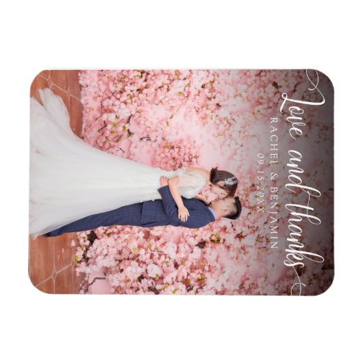 Liefde en bedankt Foto Weddenschap Hartelijk dank Magneet (Horizontaal)