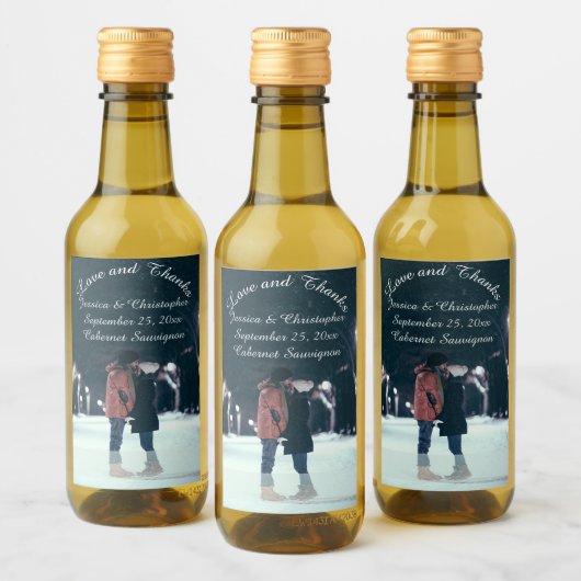 Liefde en Bedankt Foto Weddenschap Mini Wine Label Wijn Etiket (Flessen)