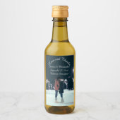 Liefde en Bedankt Foto Weddenschap Mini Wine Label Wijn Etiket (Voorkant)