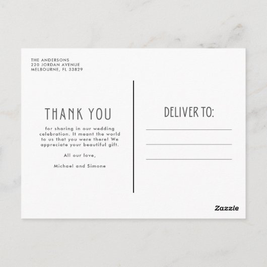 Liefde en Bedankt Foto Wedding Hartelijk dank Brie Briefkaart (Achterkant)