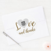 liefde en bedankt / fotobruiloft met dank ronde sticker (Envelop)