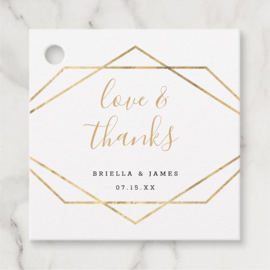 Liefde en Bedankt geometrische gouden bruiloft dan Bedankjes Labels (Voorkant)