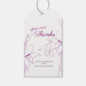 Liefde en bedankt gladiolus mulberry paars cadeaulabel (Voorkant)