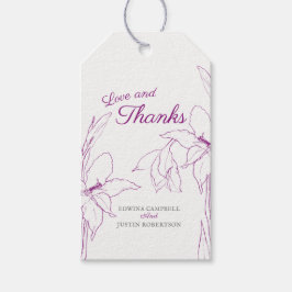 Liefde en bedankt gladiolus mulberry paars cadeaulabel