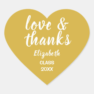 Liefde en Bedankt Gouden Afstuderen Sticker
