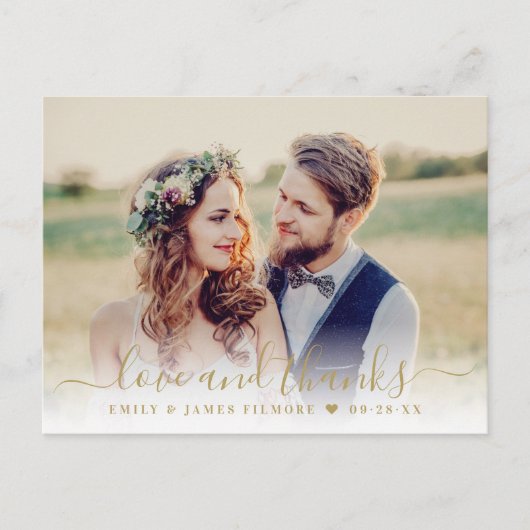 Liefde en Bedankt Gouden Bruiloft Foto Dank U Briefkaart (Voorkant)