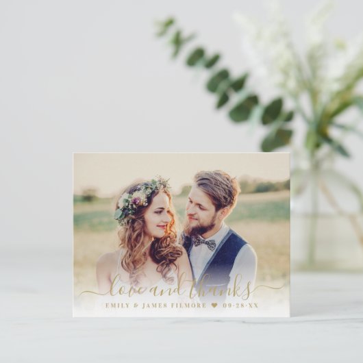 Liefde en Bedankt Gouden Bruiloft Foto Dank U Briefkaart (Staand voorkant)