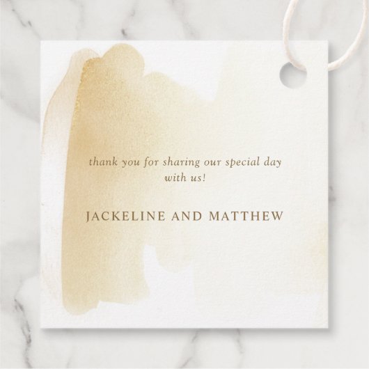 Liefde en Bedankt, gouden gele Waterverf Bedankjes Labels (Achterkant)