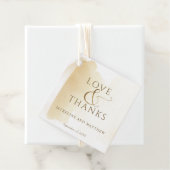 Liefde en Bedankt, gouden gele Waterverf Bedankjes Labels (In situ)