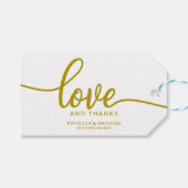 Liefde en Bedankt - Gouden Kalligrafie Trouwgunst Cadeaulabel (Voorkant (Horizontaal))