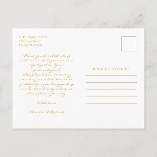 Liefde en Bedankt gouden olievlek Dank je voor Briefkaart (Achterkant)