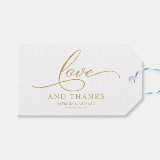 Liefde en Bedankt Goudfolie Bruiloft Favor Labels Cadeaulabel (Voorkant (Horizontaal))