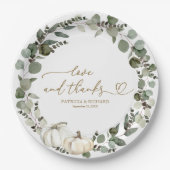 Liefde en Bedankt groen pompoen bruiloft Papieren Bordje (Voorkant)