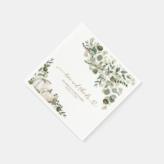 Liefde en Bedankt groen pompoen bruiloft Servet (Hoek)