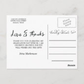 Liefde en Bedankt Handgeschreven Drie Afstuderen f Briefkaart (Achterkant)