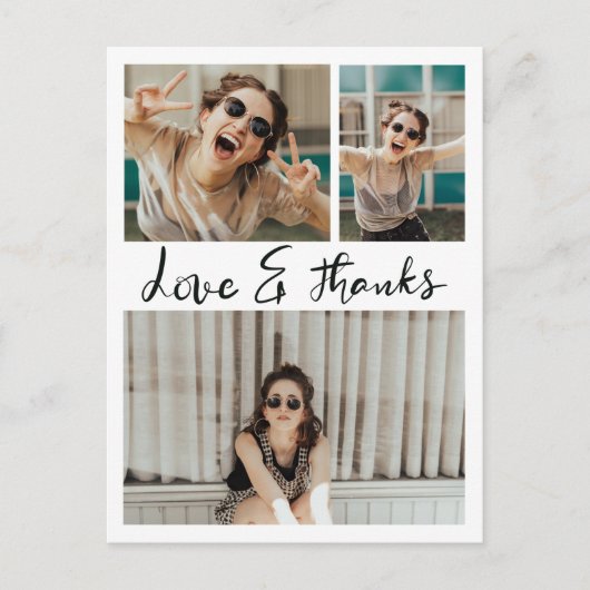 Liefde en Bedankt Handgeschreven Drie Afstuderen f Briefkaart (Voorkant)