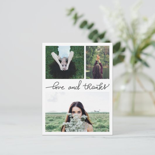 Liefde en Bedankt Handgeschreven Drie Afstuderen f Briefkaart (Staand voorkant)