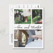 Liefde en Bedankt handgeschreven drie bruiloft fot Briefkaart (Voorkant / Achterkant)