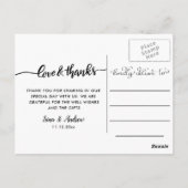 Liefde en Bedankt Handgeschreven paar bruiloft fot Briefkaart (Achterkant)