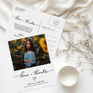 Liefde en Bedankt Handgeschreven Schattige Hart Af Briefkaart