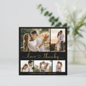 Liefde en Bedankt Hart Black Gold Collage Wedding (Staand voorkant)