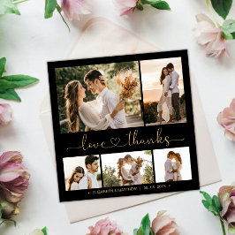 Liefde en Bedankt Hart Black Gold Collage Wedding