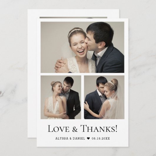 Liefde en Bedankt Hart Moderne bruiloft Fotocollag (Voorkant / Achterkant)