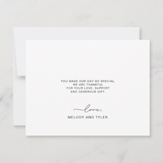 Liefde en Bedankt Hart Script Bruiloft Fotokaart Kaart (Achterkant)