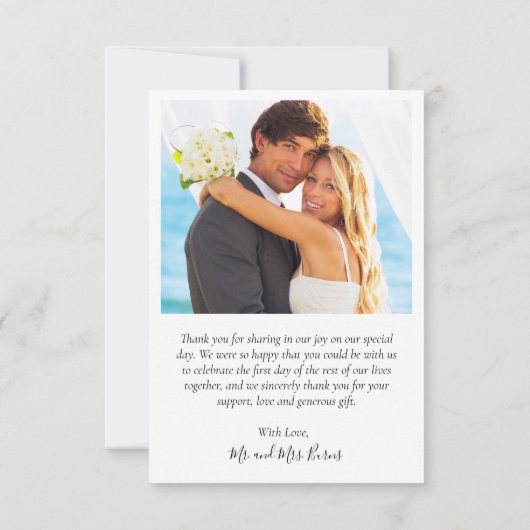 Liefde en Bedankt Hart Script Foto Bruiloft (Achterkant)