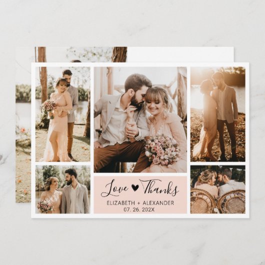 Liefde en Bedankt Hart Weddenschap Foto Collage Da (Voorkant / Achterkant)