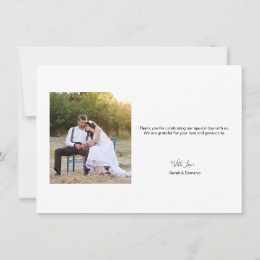 Liefde en Bedankt Hart Wedding Foto Sage groen (Achterkant)