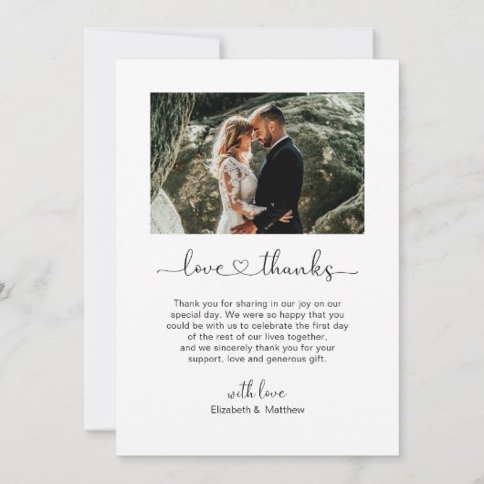Liefde en Bedankt Heart Script 2 Fotobruiloft (Achterkant)