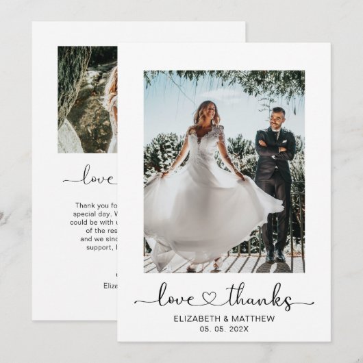 Liefde en Bedankt Heart Script 2 Fotobruiloft (Voorkant / Achterkant)
