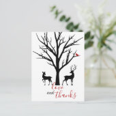 Liefde en Bedankt Herten Paar Winter Dank je Briefkaart (Staand voorkant)